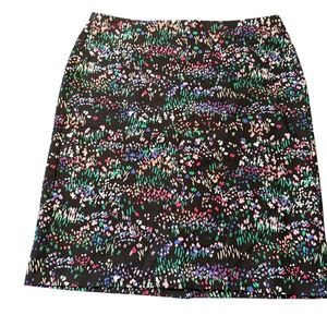 Talbots Black Floral Print Skirt Women's‎ Size 8 Colorful Career Casual